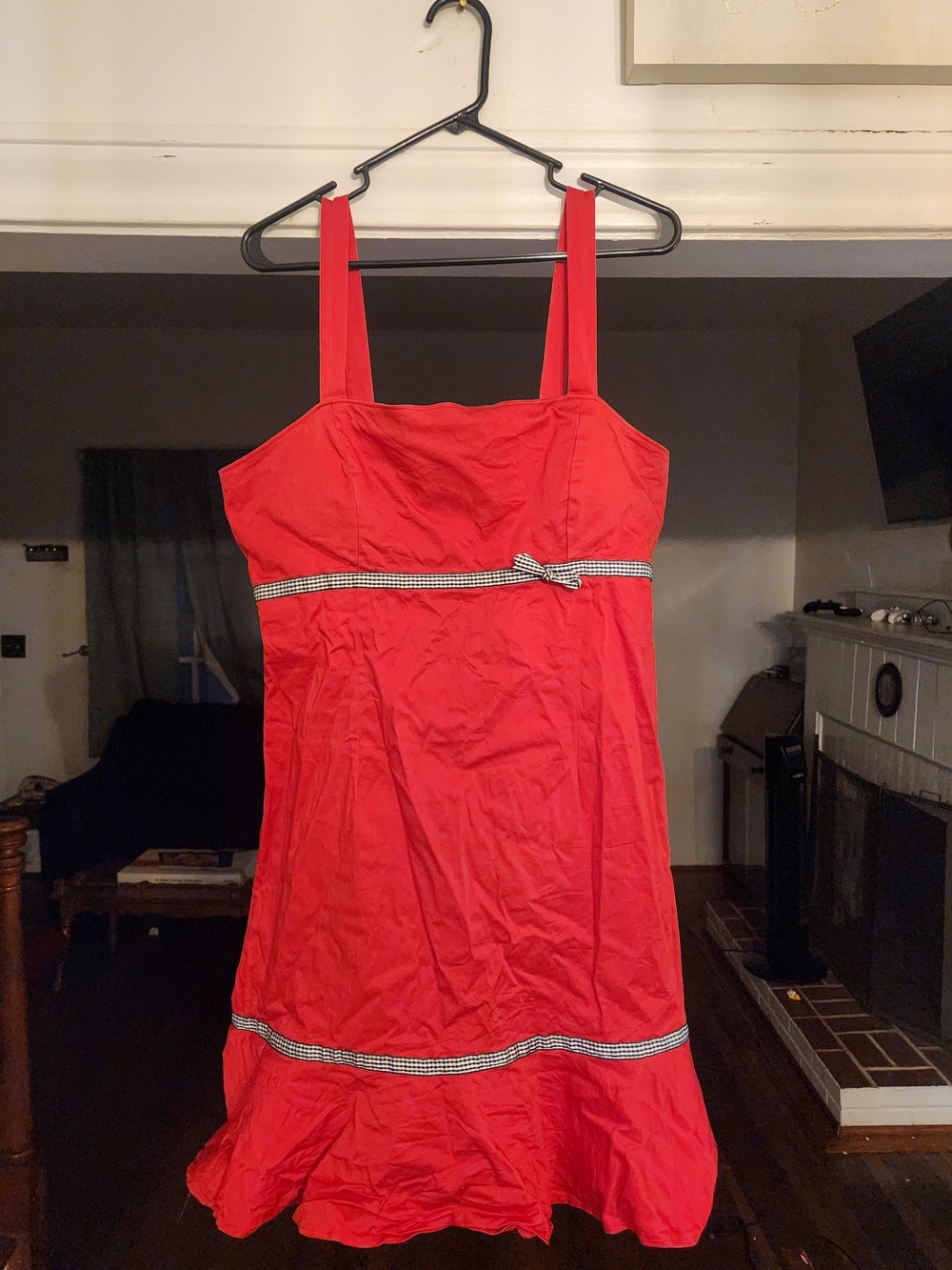 Red Mini Sundress with Contrast Trim